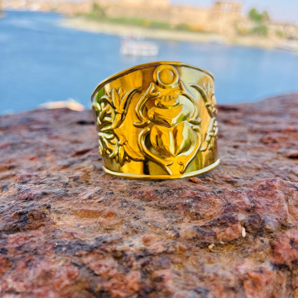 Brass Scarab Cuff Bracelet