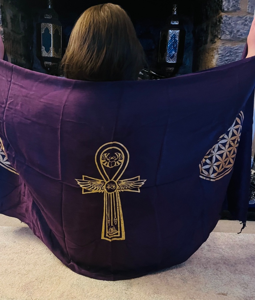 Ankh Flower of life Scarf - Purple