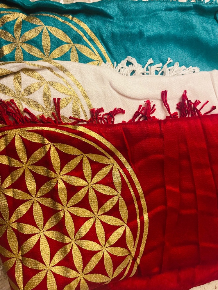 Ankh Flower of life Scarf - Red