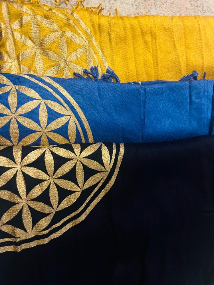 Ankh Flower of life Scarf - Yellow