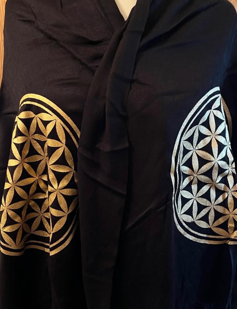 Ankh Flower of life Scarf - Black