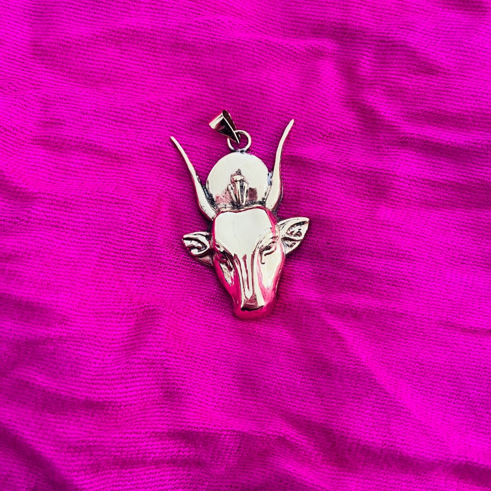 Brass Hathor Pendant - Cow Head