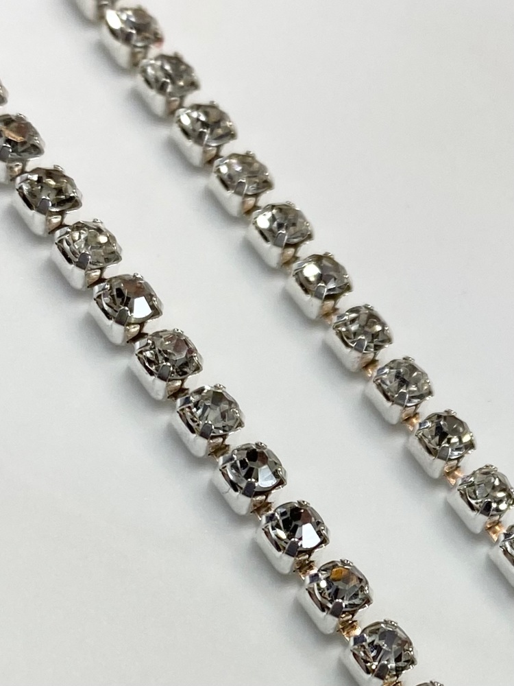 Silver clear gems,  Easy Bling Cup Chain 2.8mm/ approx 9cm x 2