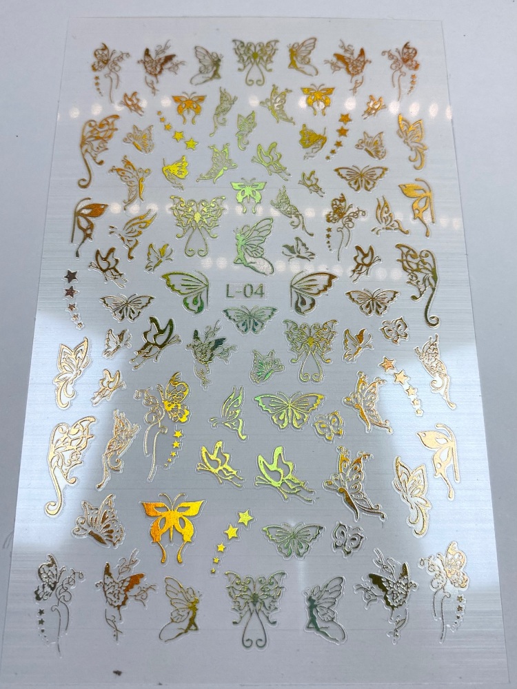 Gold holo butterfly stickers 2