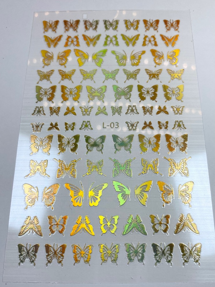 Gold holo butterfly stickers 3