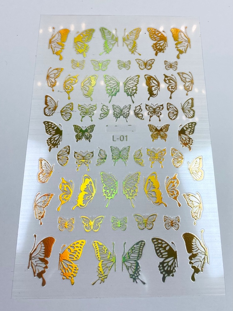 Gold holo butterfly stickers 4