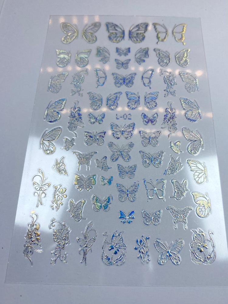 Silver holo butterfly stickers 1