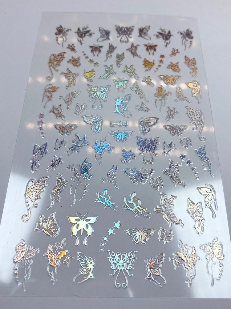 Silver holo butterfly stickers 2