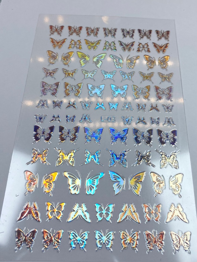 Silver holo butterfly stickers 3