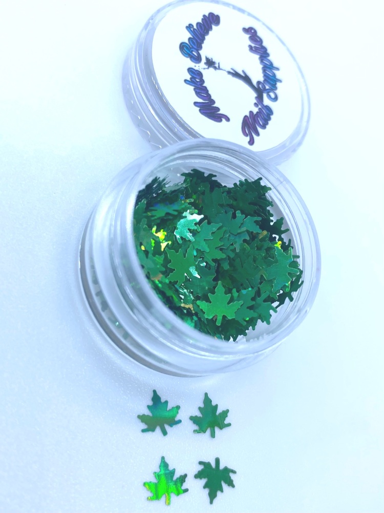 Green Holographic Maple leafs