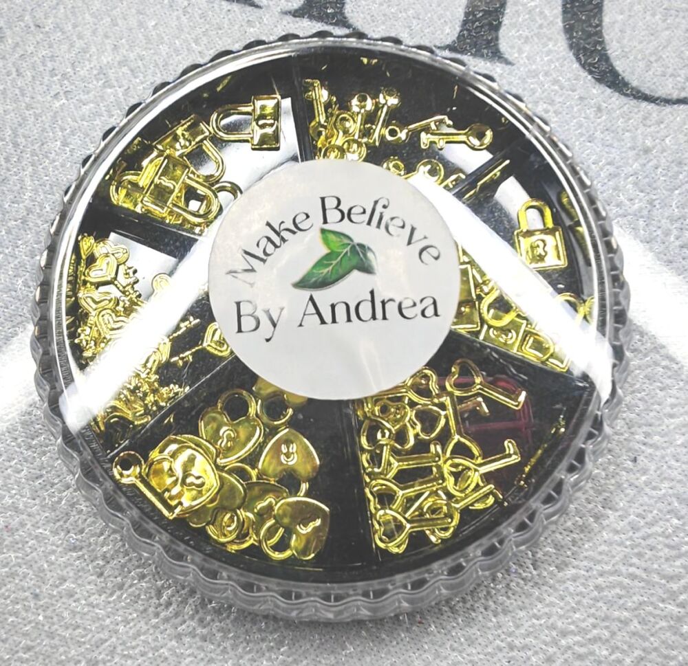 Locked in gold lock and key charm wheel