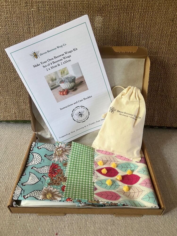 Make Your Own  set of 4 Beeswax Wraps Craft Kit