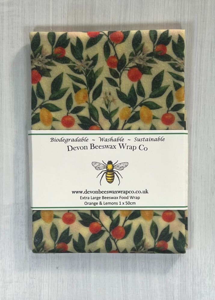 XL Beeswax Wrap 50cm Orange & Lemons