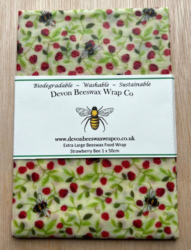 XL Beeswax Wrap 50cm Strawberry Bee