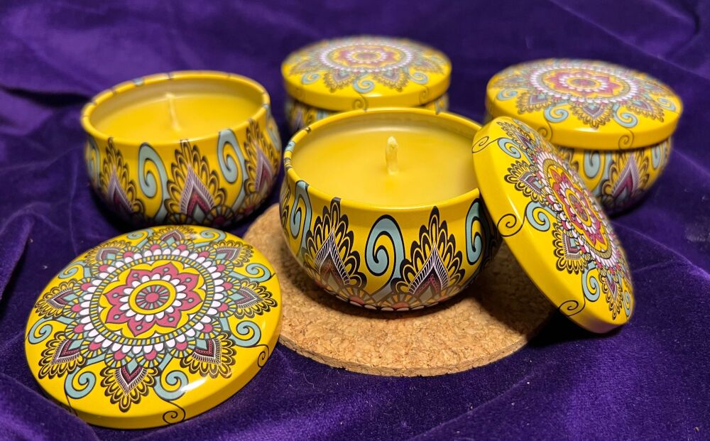 100% Beeswax Candle in a Decorative Tin (boxed) Design 8
