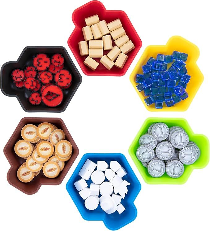 Feldherr SHELL value pack - 6 single-colored token trays for board game accessories, tokens, meeples and other small items,