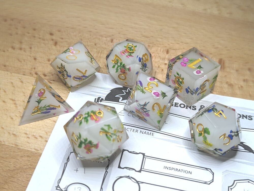 Dice - Floral - Sharp Edge Resin