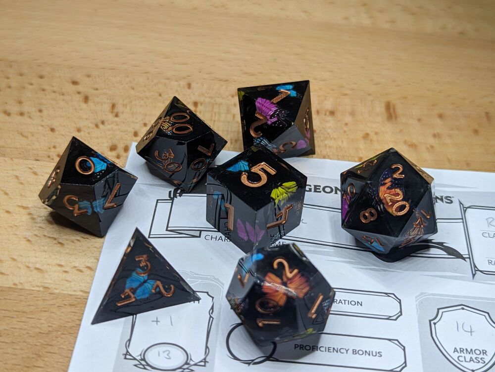 Dice - Butterfly - Sharp Edge Resin