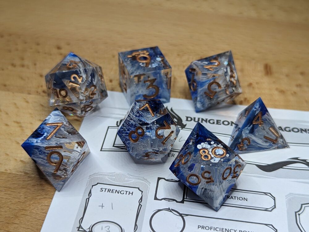 Dice - Glacier - Sharp Edge Resin