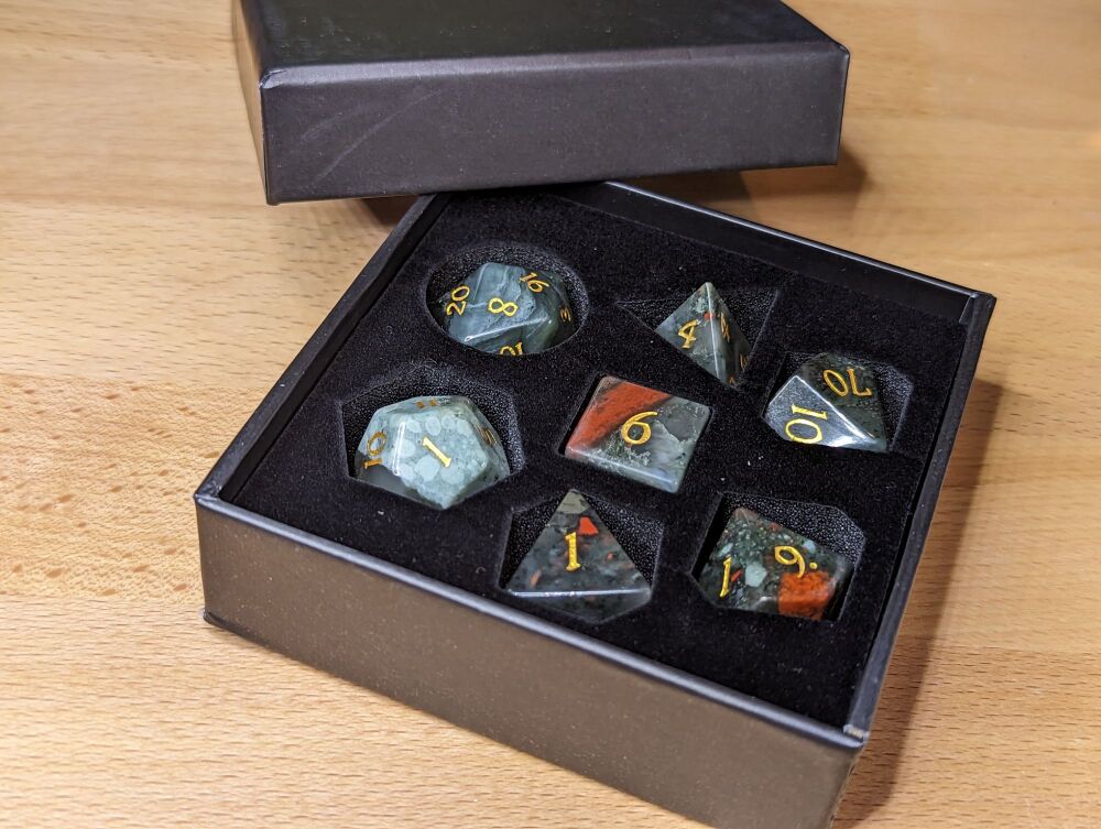 African Bloodstone Dice Set