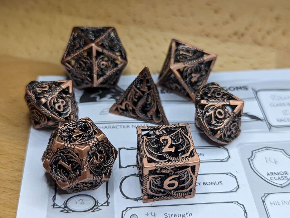Hollow Metal Dice - Copper Dragon