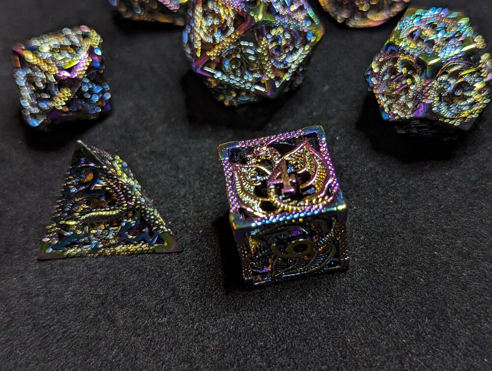 Hollow Metal Dice - Chromatic Dragon