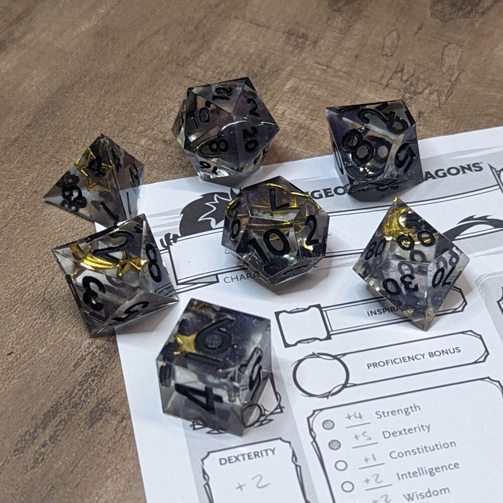 Dice - Astral Veil - Sharp Edge Resin