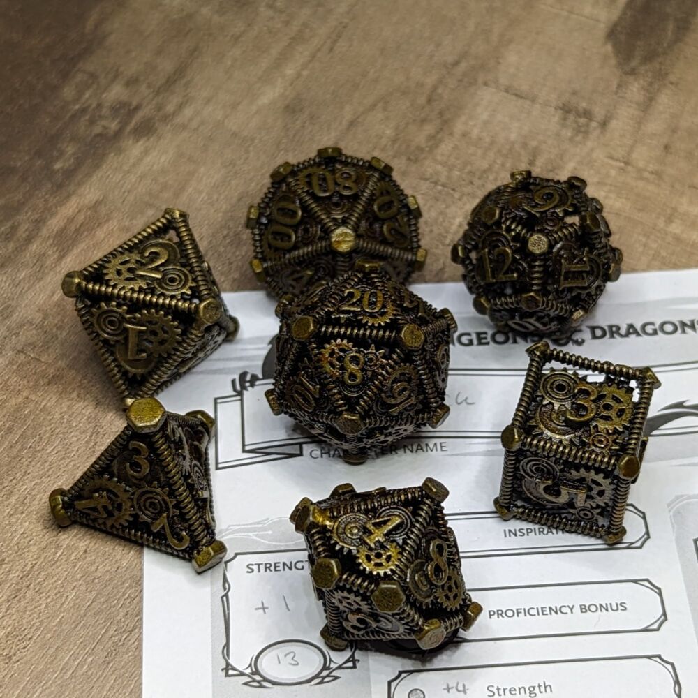 Hollow Metal Dice - Cog & Coil