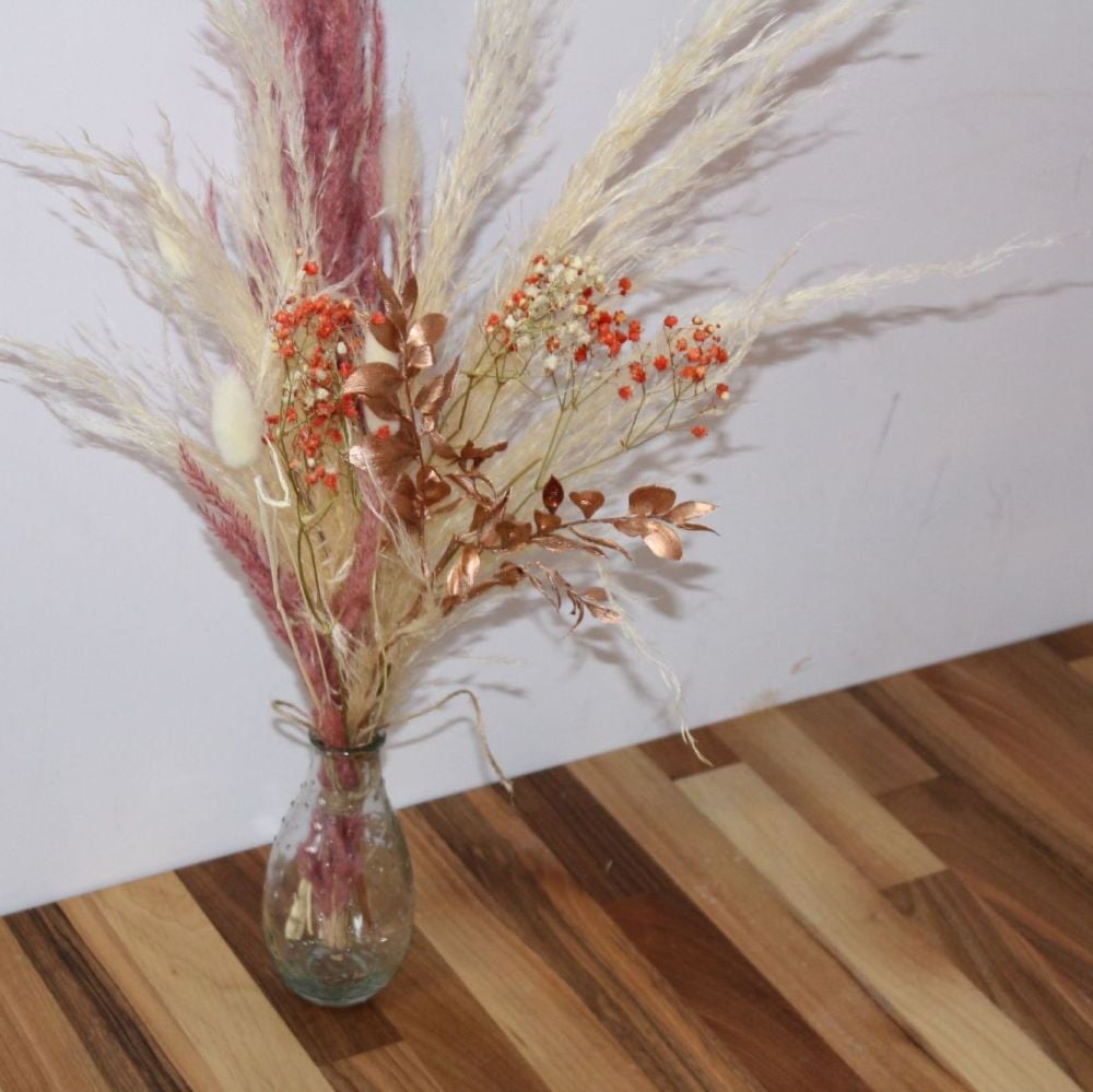 Rose gold dried pampas grass bouquet