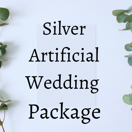 description image telling you the silver package is for artificial wedding flowers