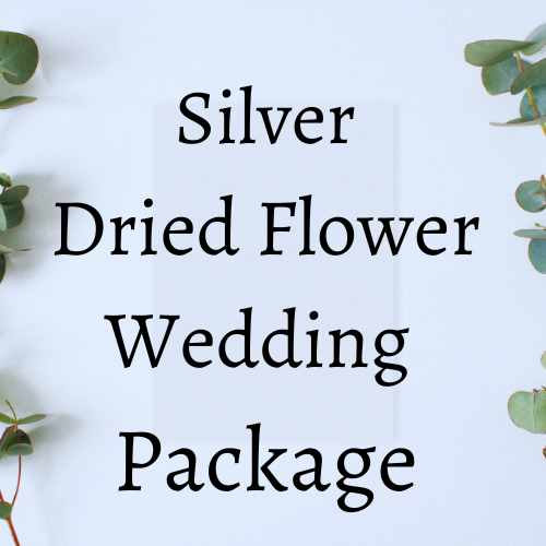 description image telling you the silver package is for a mixed dried and artificial wedding flowers