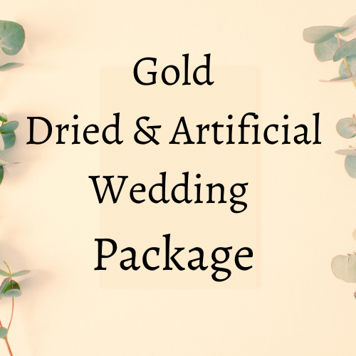 description image telling you the gold package is for a mix of dried and artificial wedding flowers