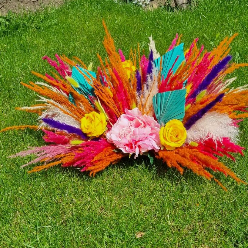 Large Multicoloured Pampas Grass Wedding Centrepiece