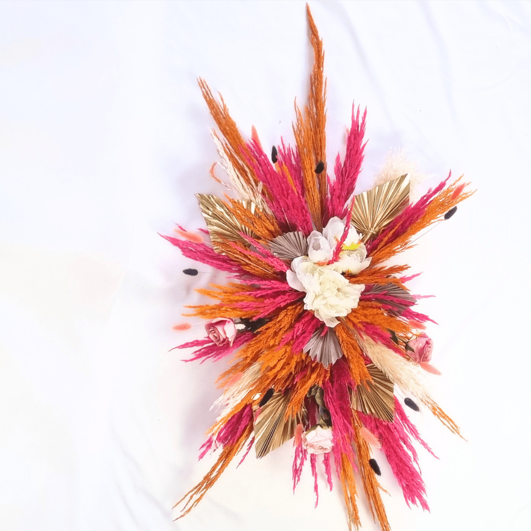 Pink & Orange Pampas Wall Decor