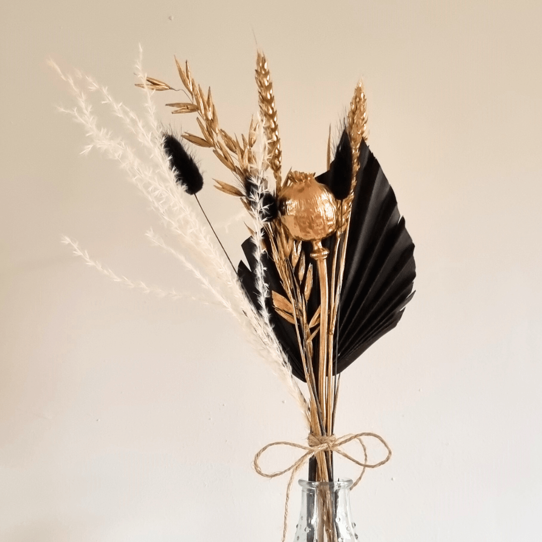 Black & Gold Small Dried Flower Arrangement