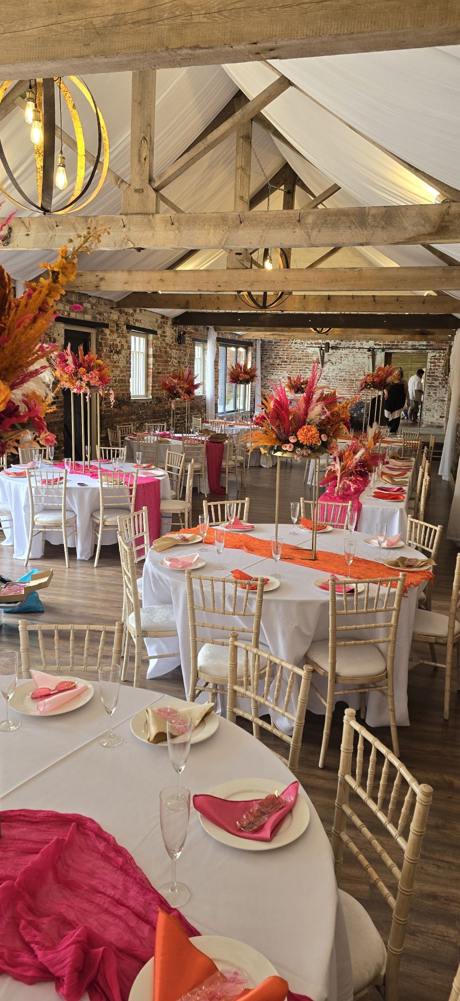 bright coloured wedding flowers, pink & orange pampas weeding flowers, dried flower wedding flowers in wakefield