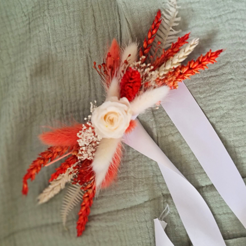 BURNT ORANGE DRIED WRIST CORSAGE