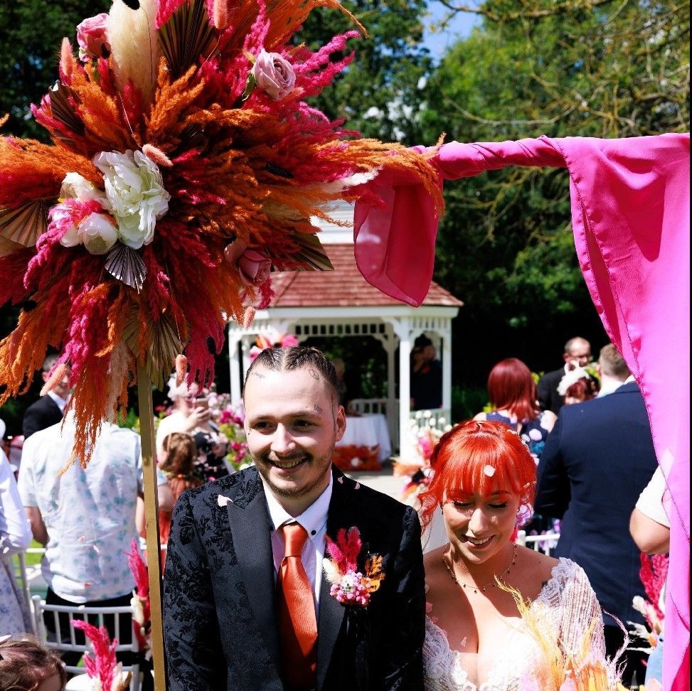 HOT PINK ORANGE ARCH DECORATION