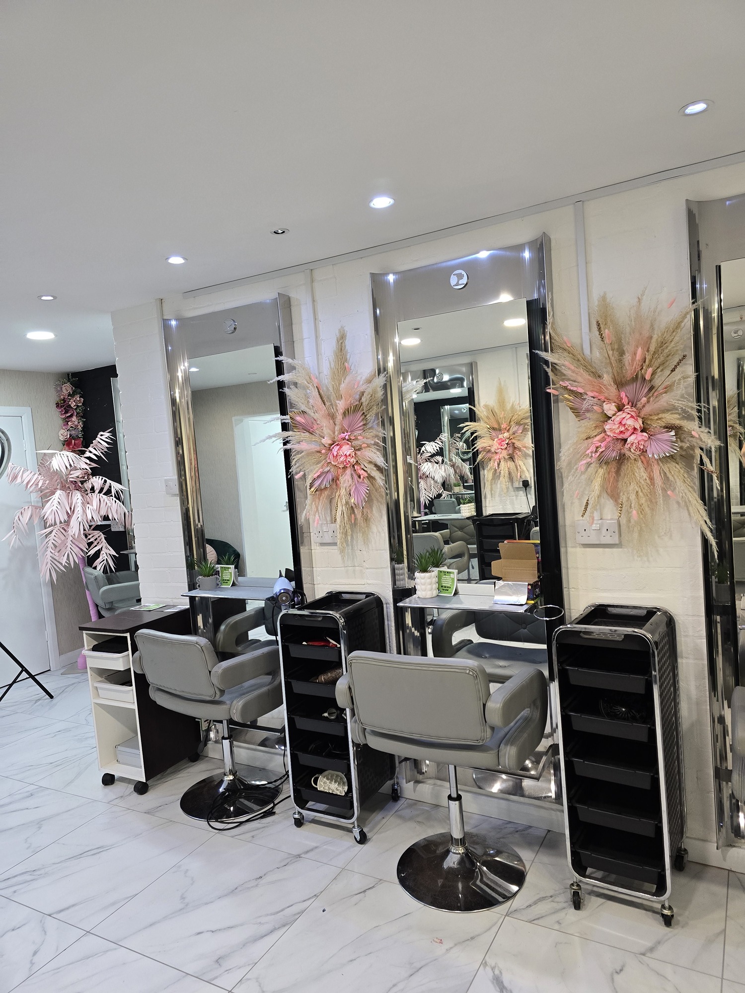 pink salon pampas grass wall decorations