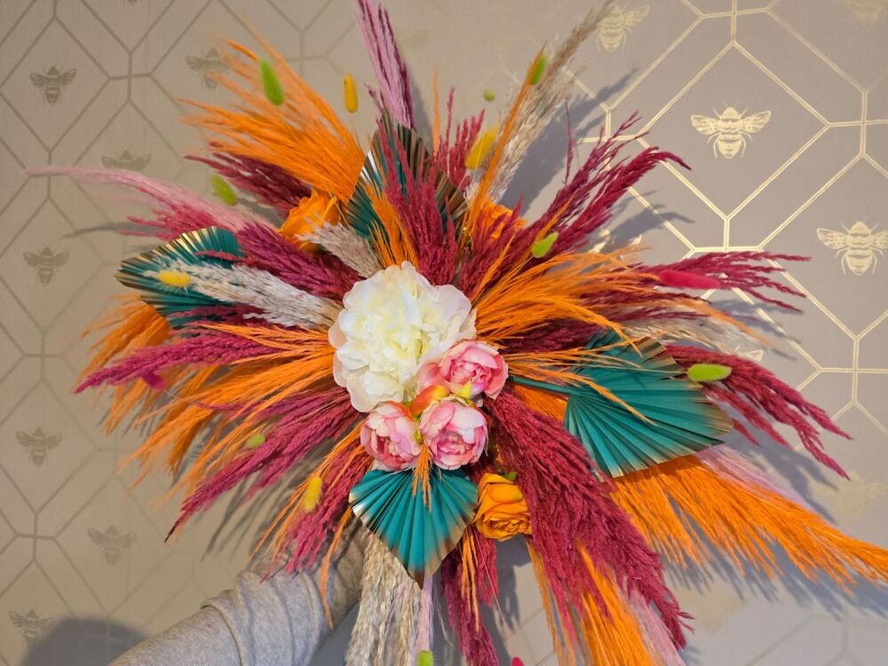 Orange & Pink Pampas Grass Decor