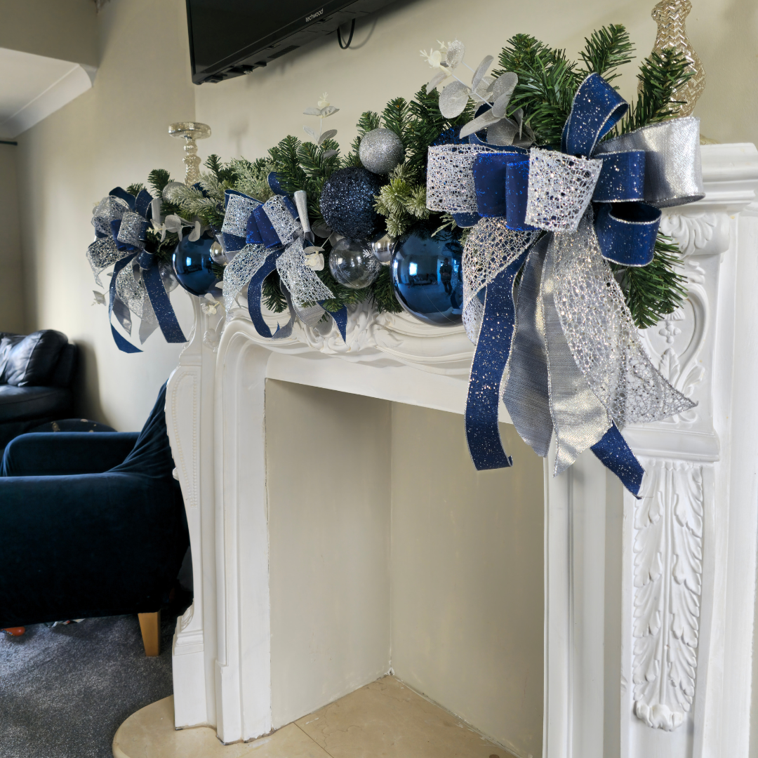 Navy Blue & Silver Christmas Garland