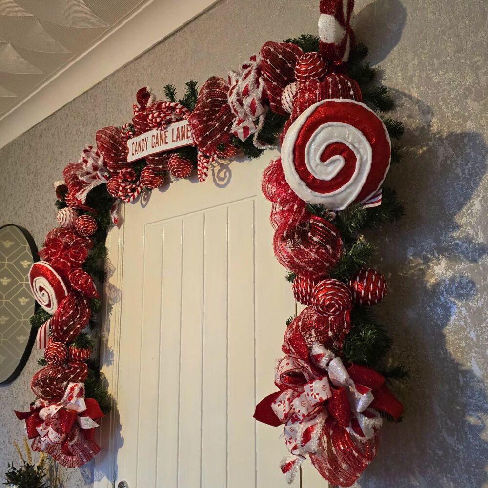 Candy cane Christmas Door Garland