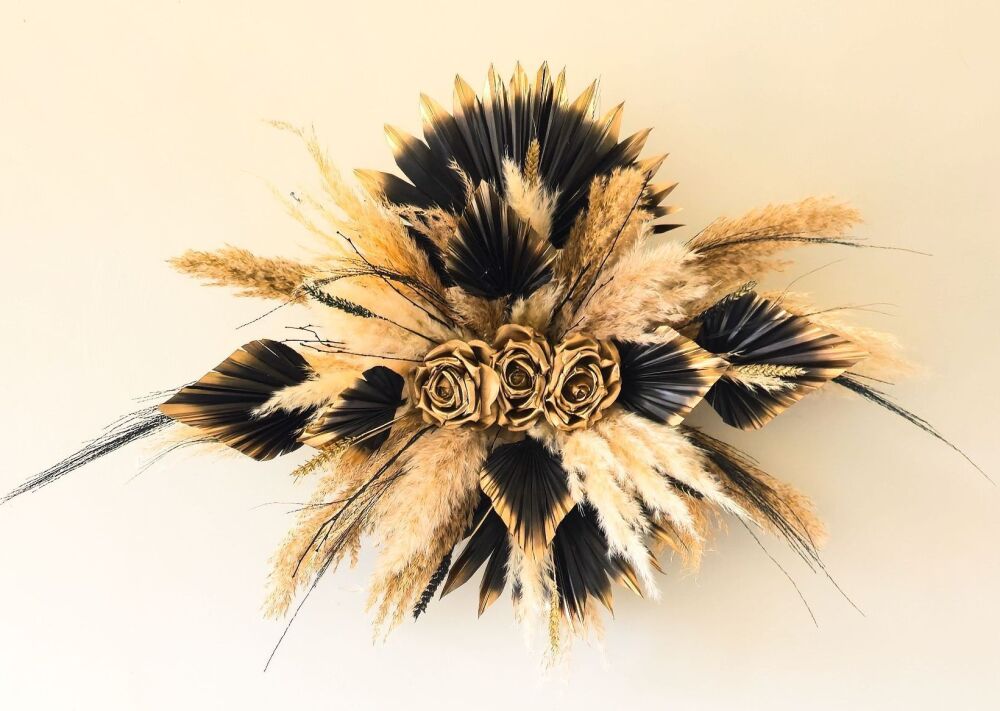 60CM BLACK & GOLD PAMPAS GRASS ARRANGEMENT