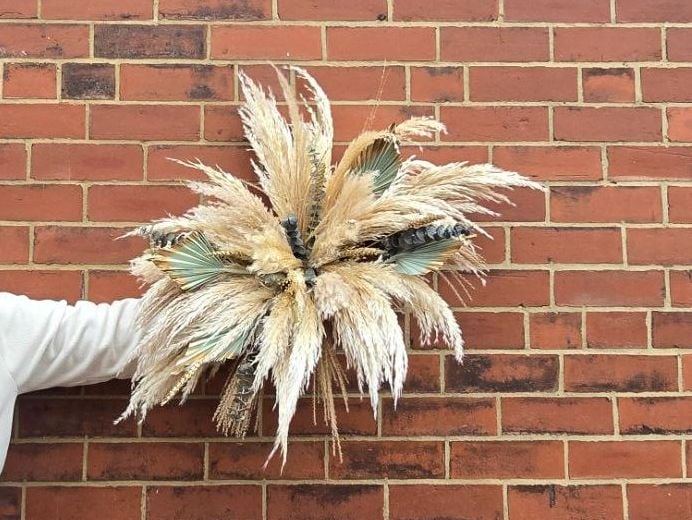 pink & orange pampas wedding decoration, wedding arch flowers, pampas wedding decor, pink pampas, orange pampas, pampas wedding arch