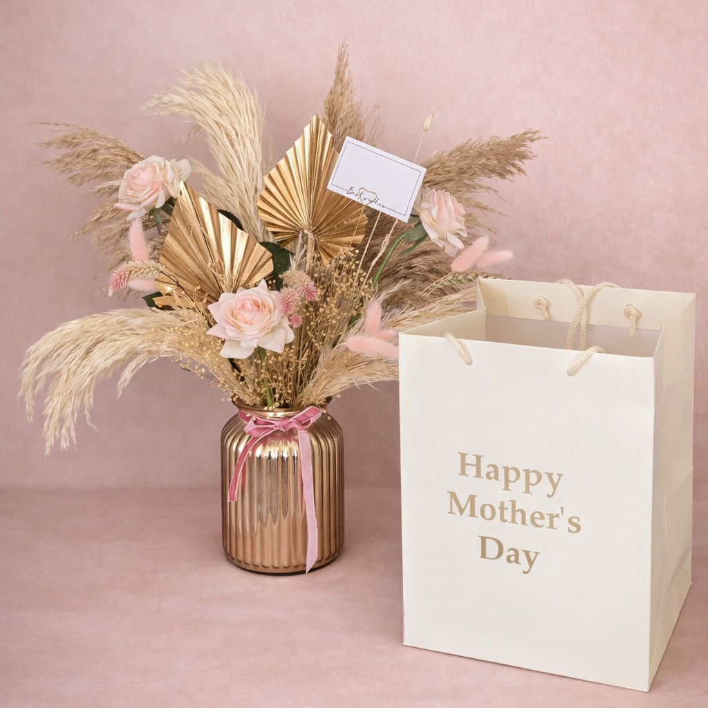 Pink dried flower vase
