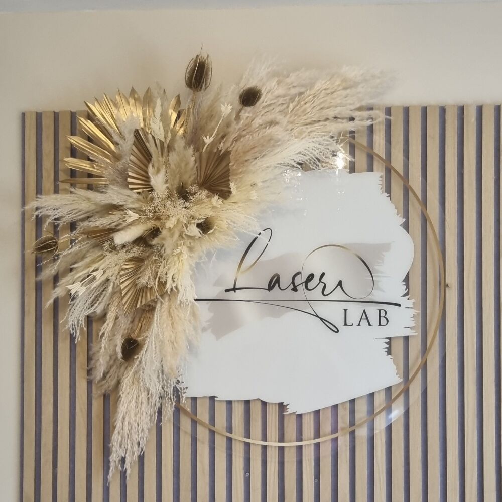 Pampas grass decor and matching Business sign 