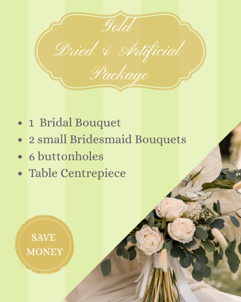 Gold Dried & Artificial Bridal Flower Packages