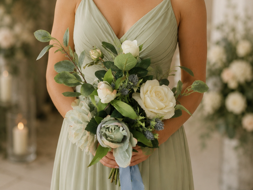 DUSKY BLUE BRIDESMAID BOUQUET