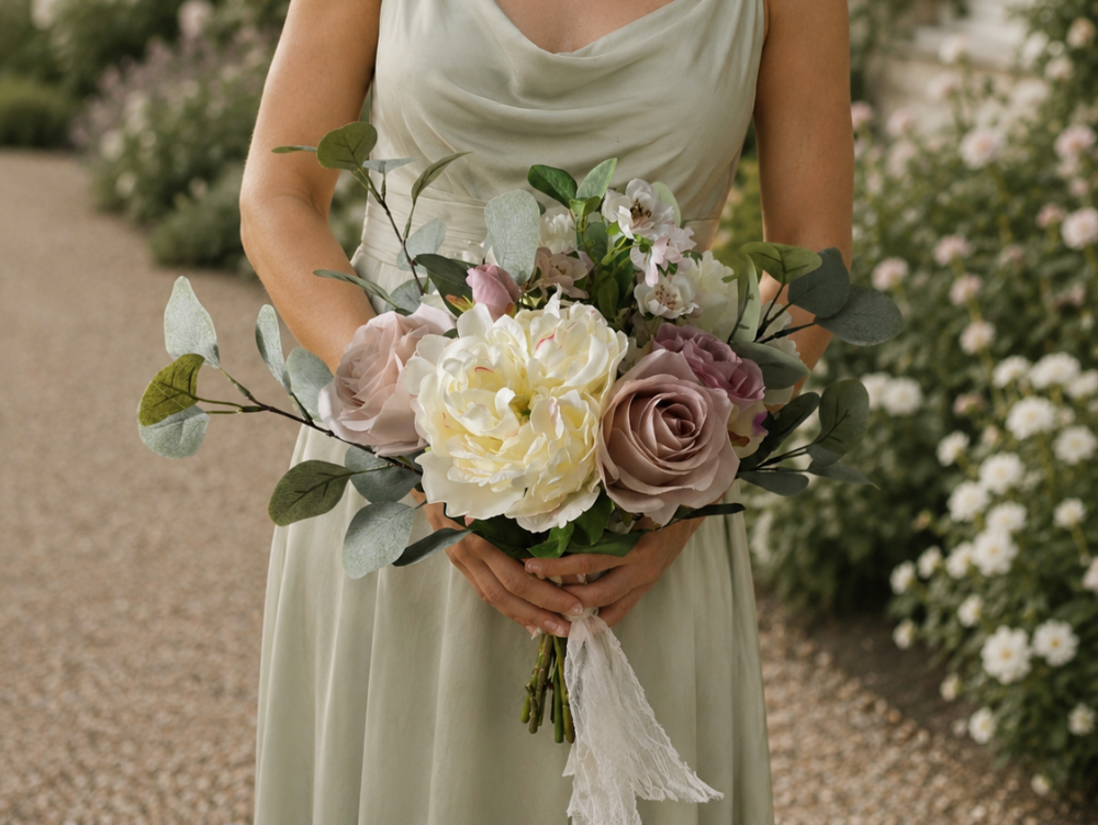 PINK & IVORY ARTIFICIAL BRIDESMAID BOUQUET