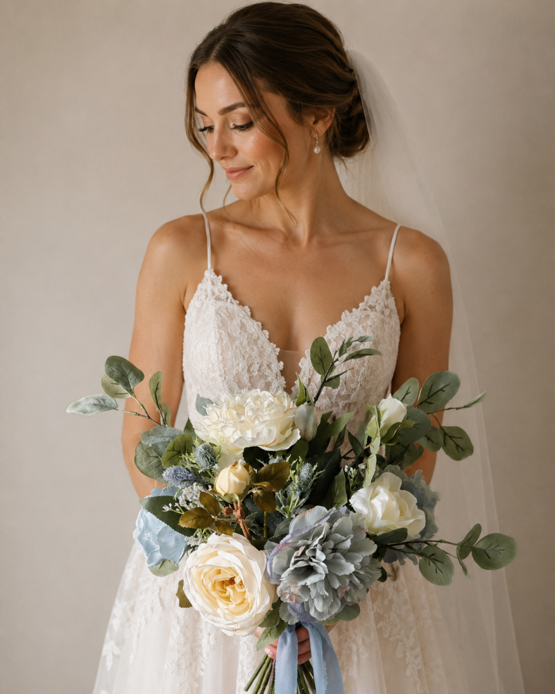 ChatGPT Image May 8, 2026, 02_33_30 PM blue and ivory artificial bridal bouquet west yorkshire